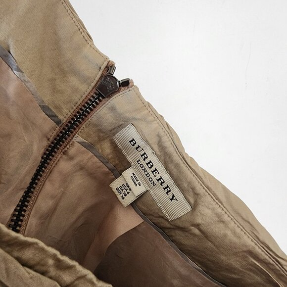 Burberry Gold Strapless Dress Size 4 Back Zip Solid Wrap Front - Picture 10 of 10